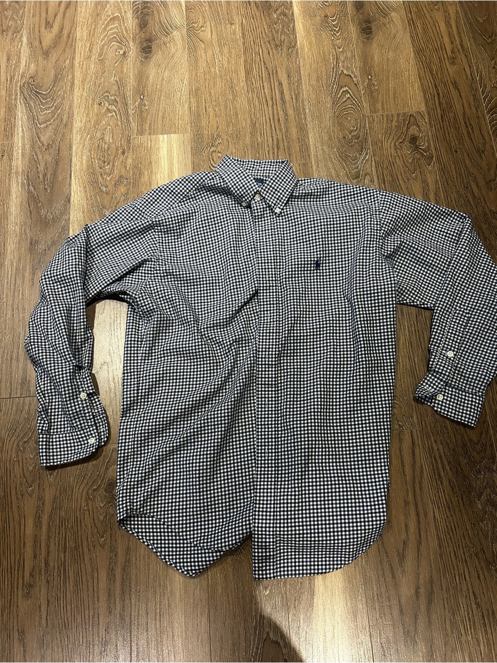 Ralph Lauren Navy and White Gingham Button-Down Shirt